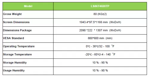 LinguaSense Interactive Flat Panel (IFP) Screen 86 Inch Dual OS